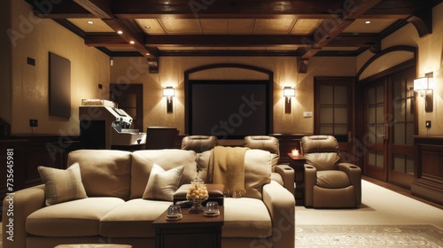 High-End Home Cinema with Reclining Seats AI Generated.