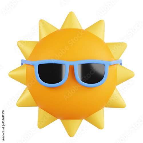Sun With Glasses 3D Illustration