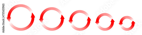  arrows circles spin white gradient color isolated on white background. Set of 5 circle arrow sign icon with counter clock wise (CCW)  style. Two Circular element.