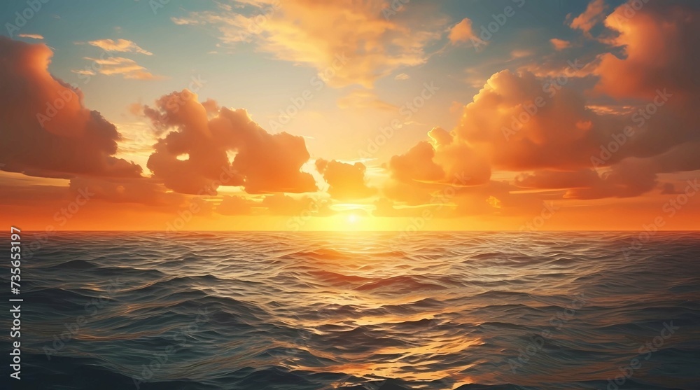 Beautiful sunset over the sea, Nature background, Generative AI illustrations.