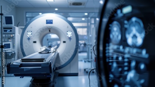 MRI - Magnetic resonance imaging scan device in Hospital. Medical Equipment and Health Care.