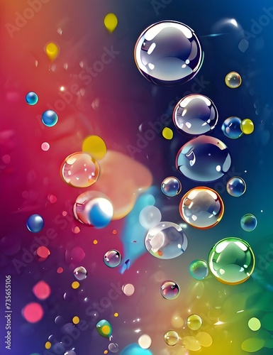 abstract pc desktop wallpaper background with flying bubbles on a colorful background Generative AI