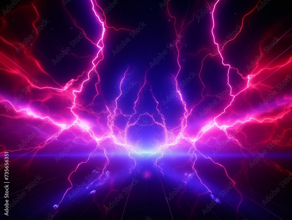 Glowing Neon Thunder Energy Background. Generative AI Glowing Neon Thunder Energy Background. Generative AI