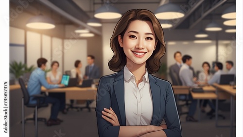 Smiling Bussinesswoman on blur office background