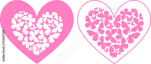 butterfly in heart shape. Symbolic for valentine's day. Vector illustration.