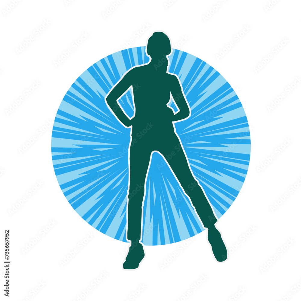 Silhouette of a slim female model in feminine pose. Silhouette of a slim female model in feminine pose.