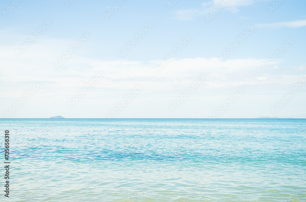 Sea Travel Background Blue Sky Ocean Water at Coast White Cloud Horizon Travel Summer Nature Season Beautiful Wallpaper Seascape Island Outdoor, Tropical Smooth Spash, Tourism Vacation Holidays. Sea Travel Background Blue Sky Ocean Water at Coast White Cloud Horizon Travel Summer Nature Season Beautiful Wallpaper Seascape Island Outdoor, Tropical Smooth Spash, Tourism Vacation Holidays.