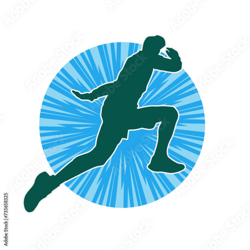 Silhouette of a sporty man in running pose. Silhouette of a male run pose.