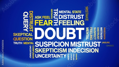 Doubt animated tag word cloud;text design animation kinetic typography seamless loop. photo