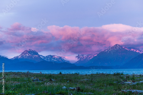 Bild auf Leinwand Alaska mountains, glacier, forest, view of Homer spit