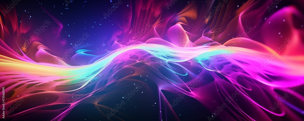 Abstract Energy Glowing Waves Banner. Generative AI
