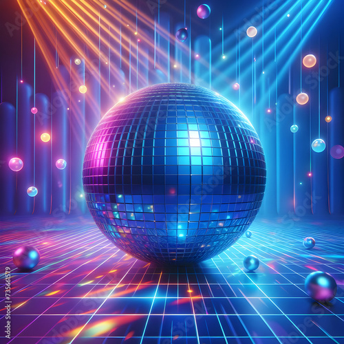 disco ball with lights music  culb  vector  illustration Ai generated 