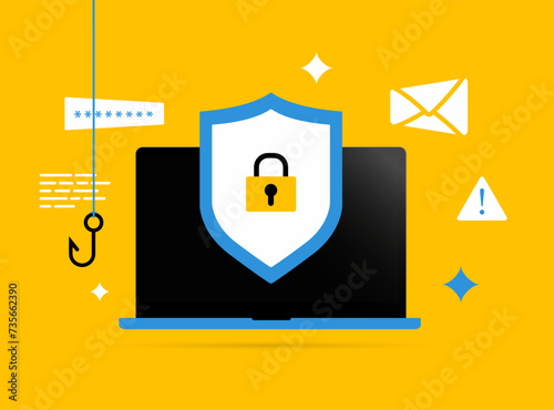 Explore cybersecurity threats - backdoor attack for code models, hacking, e-mail phishing, ransomware, malware and email scam. Stay vigilant online. Enhance cybersecurity awareness vector illustration