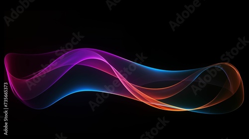 Glowing Neon Energy Waves Isolated on Black Background. Generative AI