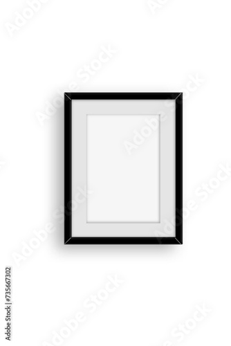 Close up view various size vertical photo frame isolated on plain background.