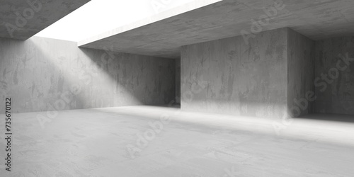Concrete room with abstract interior. Open space. Industrial background template © VERSUSstudio