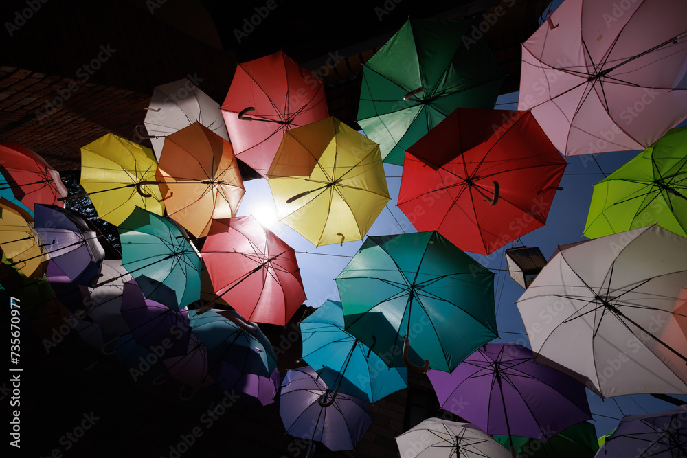 colorful umbrella in the rain