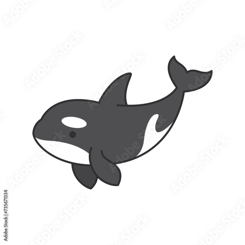 Killer whale icon in flat color style. Killer whale marine mammal