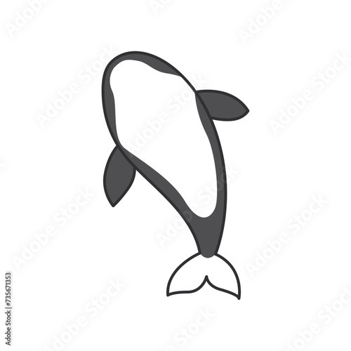 Killer whale icon in flat style. Killer whale vector illustration on white isolated background. Killer whale business concept.