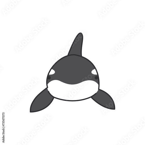 Killer whale icon in flat color style. Killer whale marine mammal