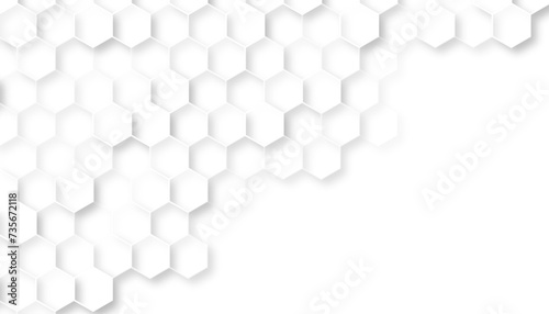 Abstract. Embossed Hexagon , honeycomb white Background ,light and shadow