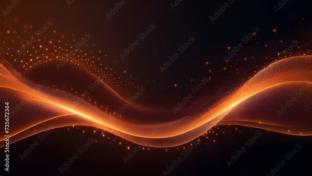 Obraz premium Orange Particle Wave Background Abstract Banner