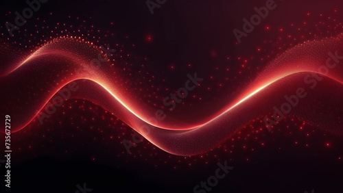 Red Particle Wave Background Abstract Banner