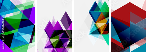 Colorful bright triangles with various colors and transparencies. Vector illustration For Wallpaper, Banner, Background, Card, Book Illustration, landing page