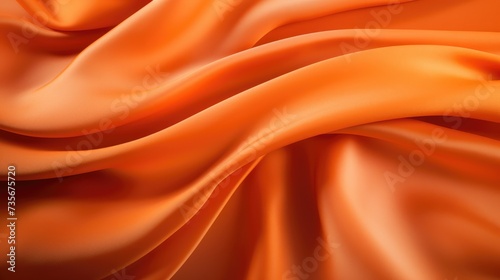 Close-up reveals flowing orange satin with a smooth, luxurious texture, exuding elegance. Ai Generated.