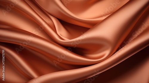 Luxurious copper satin embraces with soft, graceful folds. Ai Generated