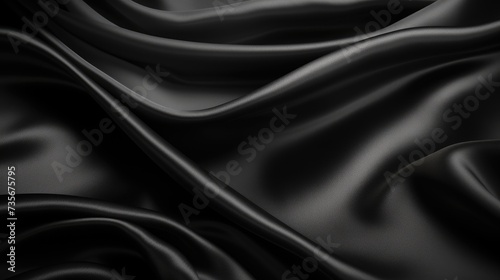 Luxurious, dark satin fabric with an elegant flow, captured in a mesmerizing close-up. Ai Generated.