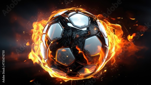 Futuristic soccer ball explodes with mechanical precision  showcasing cutting-edge innovation. Ai Generated.