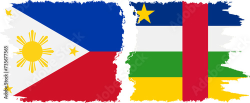 Central African Republic and Philippines grunge flags connection vecto