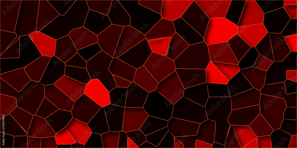 Abstract fiery red and black Broken Stained Glass Background with White ...