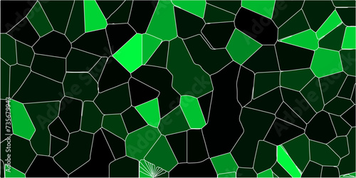 Abstract light green and black Broken Stained Glass Background with White lines . Walkway of natural broken slate stone.Hexagon shapes with unique decorative stone architecture Pattern