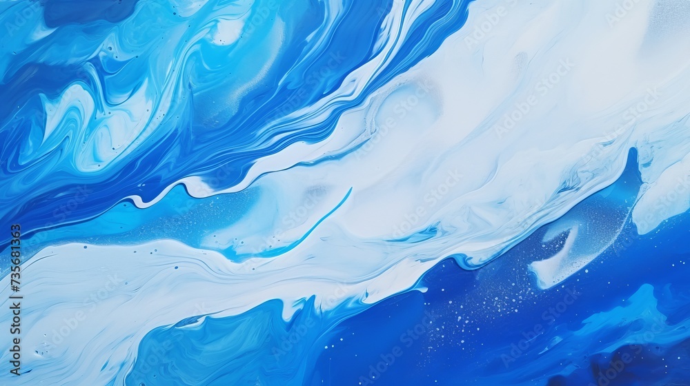 Abstract background of vivid blue and white color mixing with different tints creating uneven surface