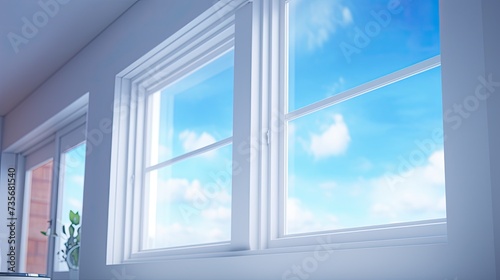 Voice controlled robotic window insulation for energy efficiency  solid color background