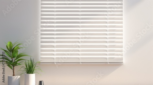 Remote controlled motorized blinds with scheduling options, solid color background