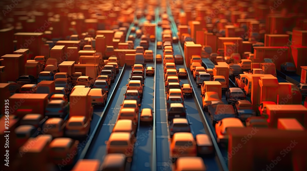 Obraz premium Predictive traffic flow optimization, solid color background