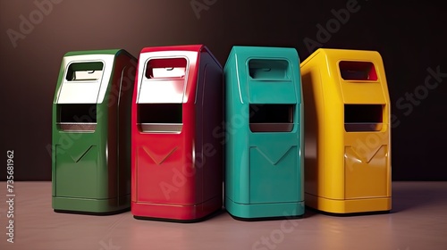 Voice activated robotic trash compactors for space saving, solid color background