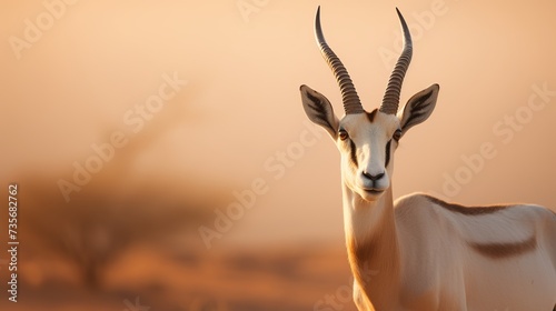 Foto Arabian oryx or white oryx, Oryx leucoryx, antelope with a distinct shoulder bump, Evening light in nature