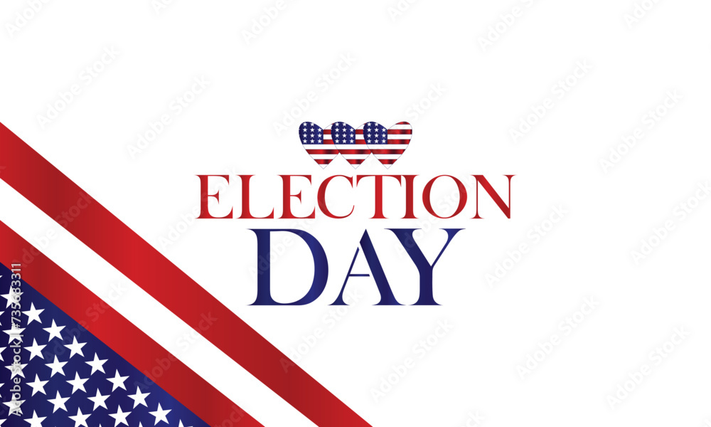 Election Day Text With Usa Flag And Blue Background Design