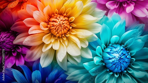 Colorful chrysanthemum flower macro shot. Chrysanthemum rainbow flower background © Elchin Abilov