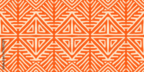 Hand drawn Batik pattern seamless. Geometric chevron abstract illustration, wallpaper. Tribal ethnic vector texture. Aztec style. Folk embroidery. Indian, Scandinavian, African rug, tile.