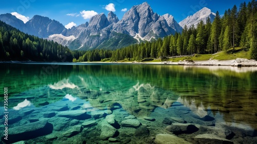 Jasna lake with beautiful reflections of the mountains. Triglav National Park, Slovenia © Elchin Abilov