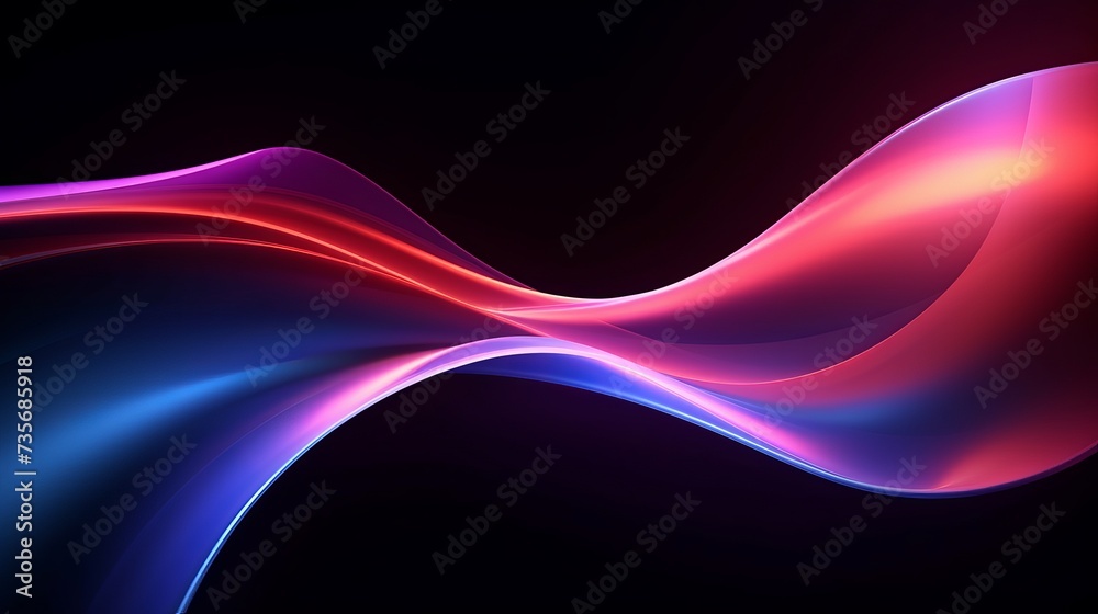 Naklejka premium Neon illuminated dynamic sheets wallpaper. Abstract business background
