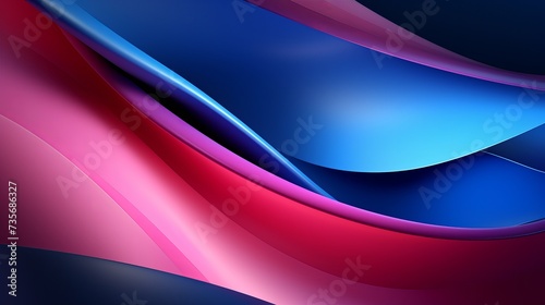 Pink and blue illuminated corrugated shapes. Geometric abstract background