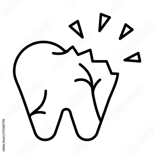 Broken tooth. Dental icon set - Line Icon