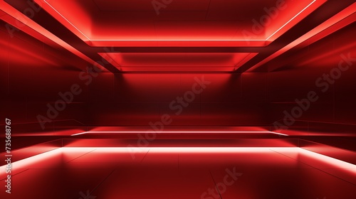 3D Illustration Red Design Architecture Background With Lighting