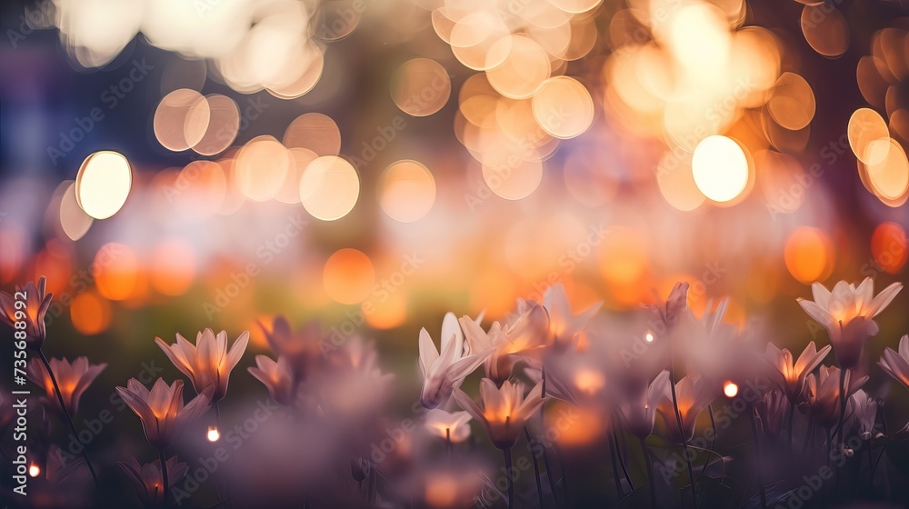 Abstract Blurred image of Night  Festival in garden with bokeh for background usage.